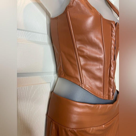 Camel Colored PU Leather 2-Piece Set - Picture 8 of 10
